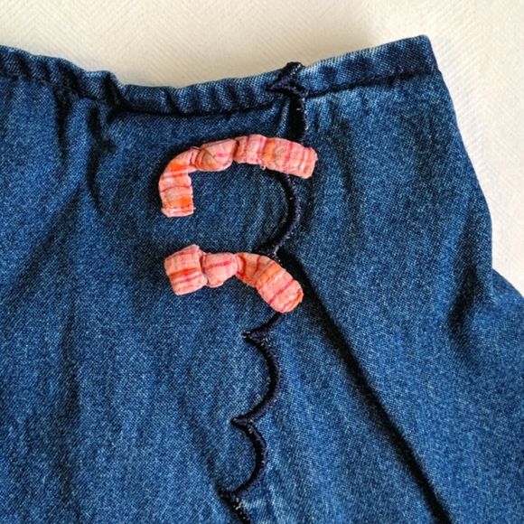 vintage ragscals scalloped trim denim skort with pink bows 18 months baby girl - Picture 2 of 7